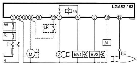 Diagrama de conexiuni automat pt arzator LGA 52
